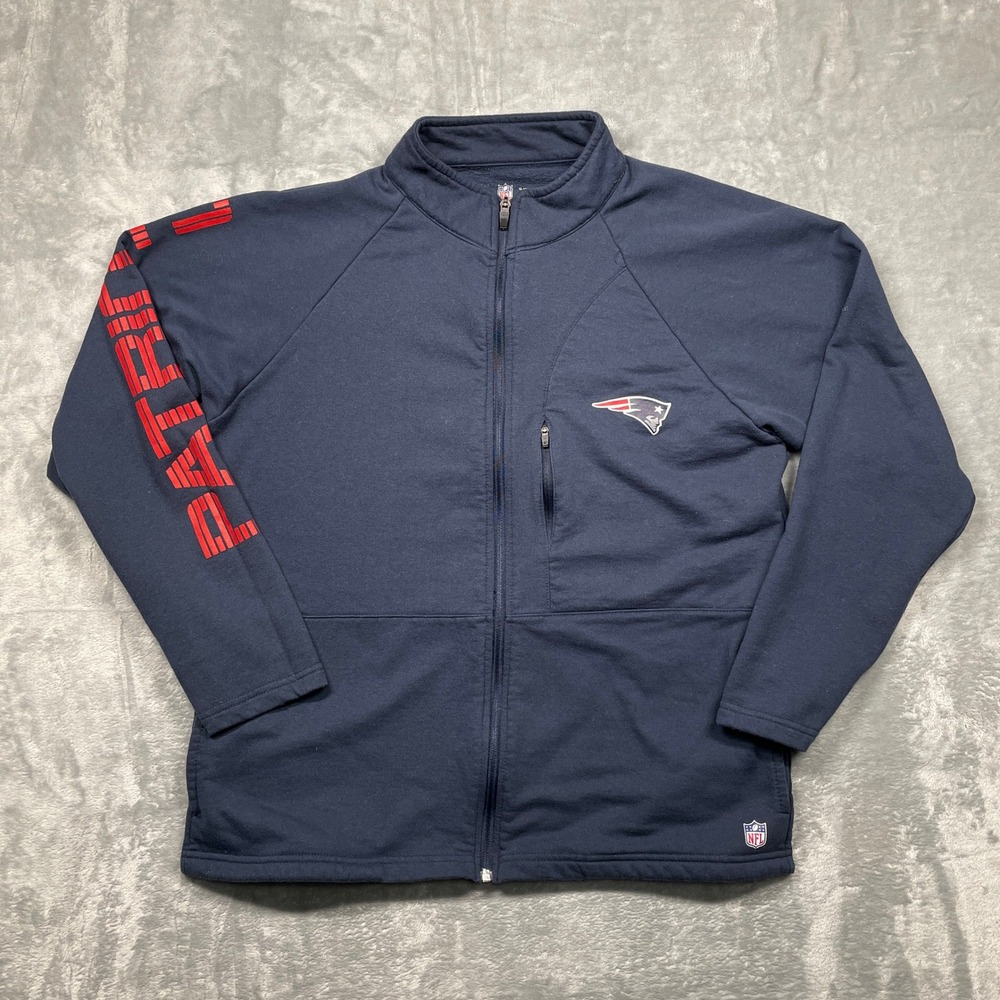 NFL Team Apparel Patriots Jacket Mens Large Blue Full Zip Mock Neck Track Coat